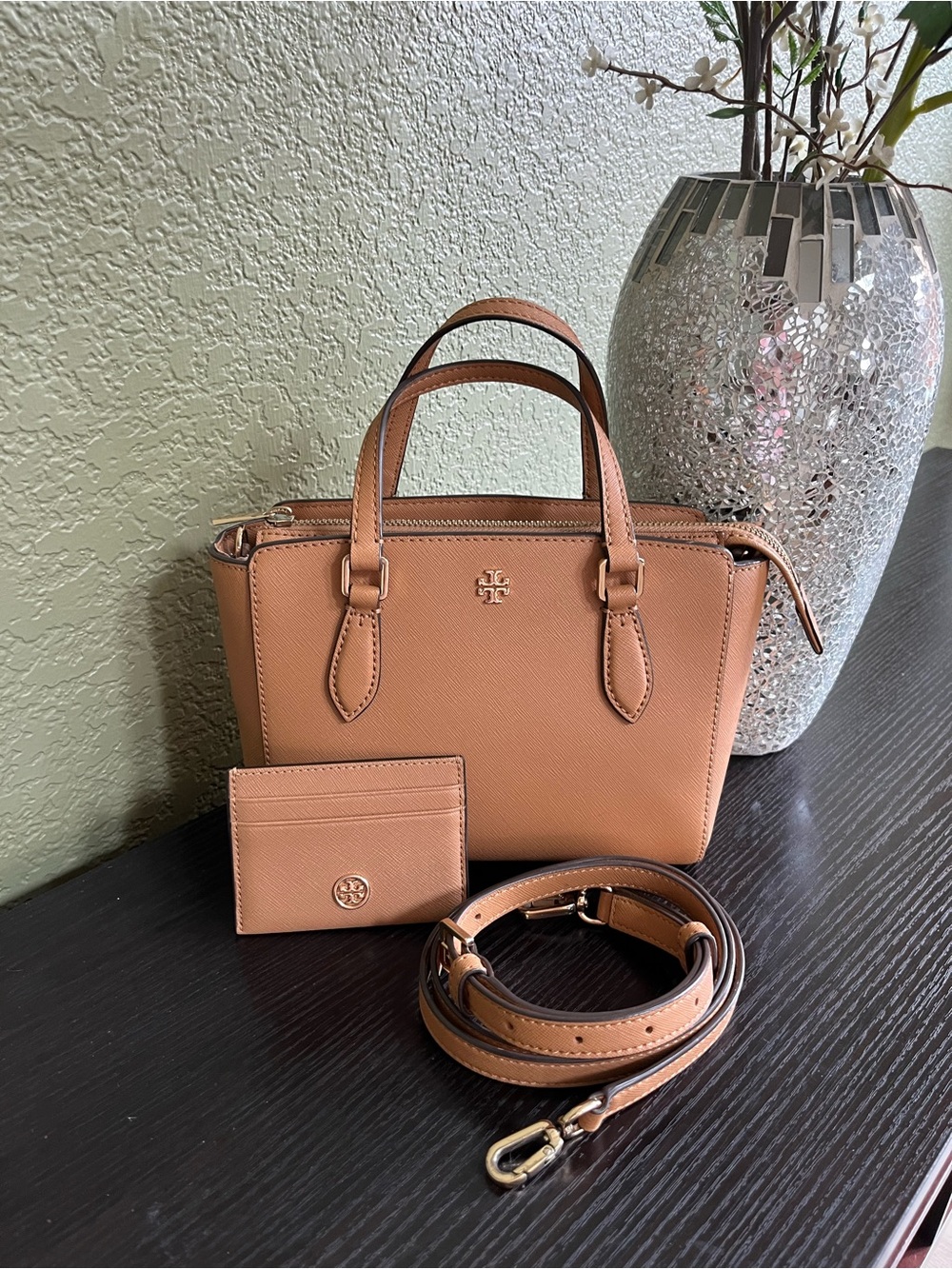 Tory Burch Emerson Leather Mini Satchel with Card Case & Strap